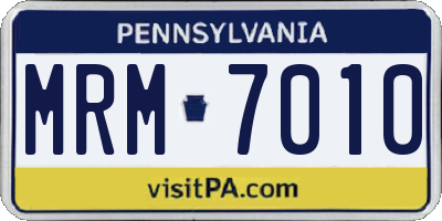 PA license plate MRM7010