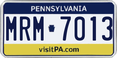 PA license plate MRM7013
