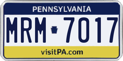 PA license plate MRM7017