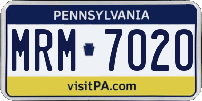 PA license plate MRM7020