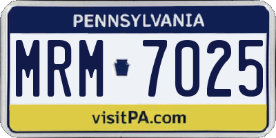 PA license plate MRM7025