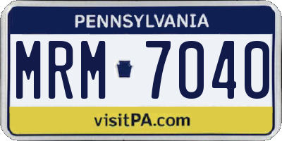 PA license plate MRM7040