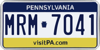 PA license plate MRM7041