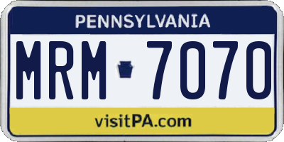 PA license plate MRM7070