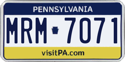 PA license plate MRM7071