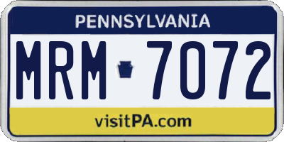 PA license plate MRM7072