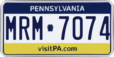 PA license plate MRM7074