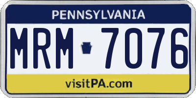 PA license plate MRM7076