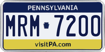 PA license plate MRM7200