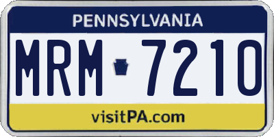 PA license plate MRM7210