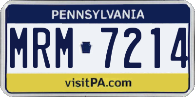 PA license plate MRM7214