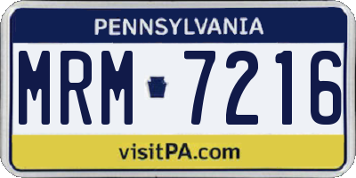 PA license plate MRM7216