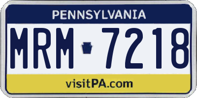 PA license plate MRM7218