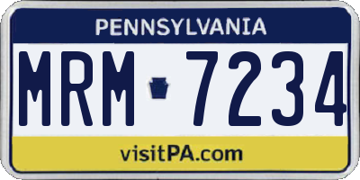 PA license plate MRM7234