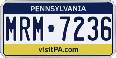 PA license plate MRM7236