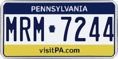 PA license plate MRM7244