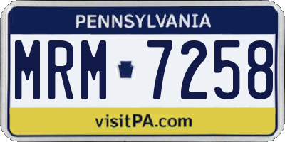 PA license plate MRM7258