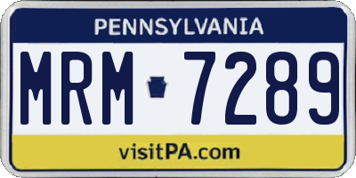 PA license plate MRM7289