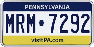 PA license plate MRM7292