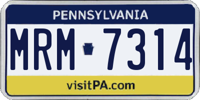 PA license plate MRM7314