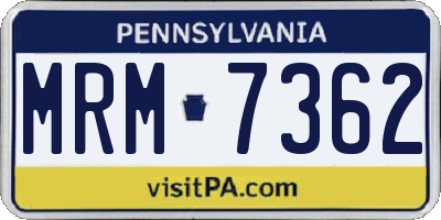 PA license plate MRM7362