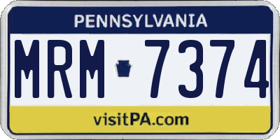 PA license plate MRM7374