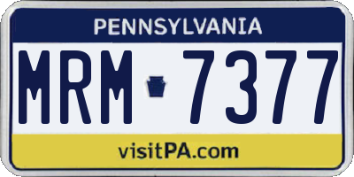 PA license plate MRM7377