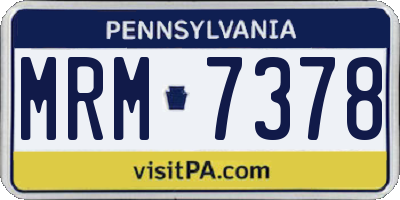 PA license plate MRM7378