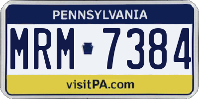 PA license plate MRM7384