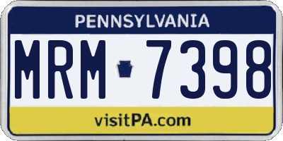 PA license plate MRM7398