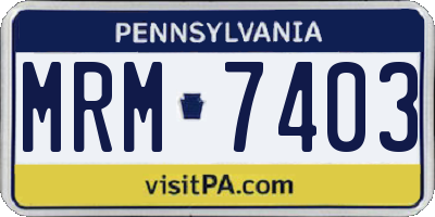 PA license plate MRM7403