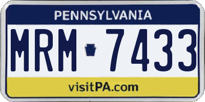 PA license plate MRM7433