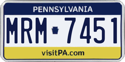 PA license plate MRM7451