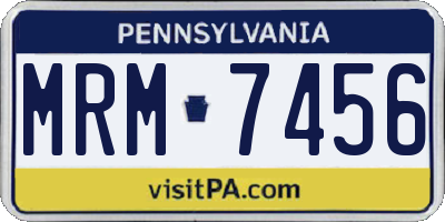 PA license plate MRM7456