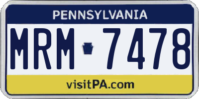 PA license plate MRM7478