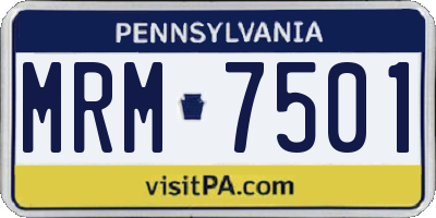 PA license plate MRM7501