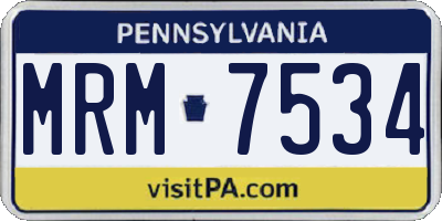 PA license plate MRM7534