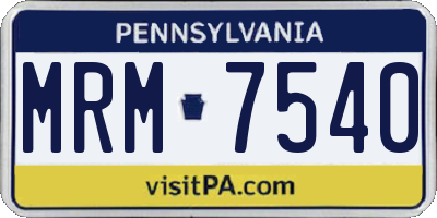 PA license plate MRM7540