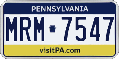 PA license plate MRM7547