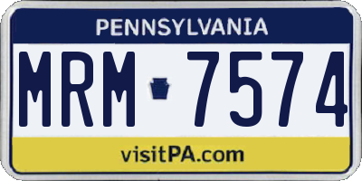 PA license plate MRM7574