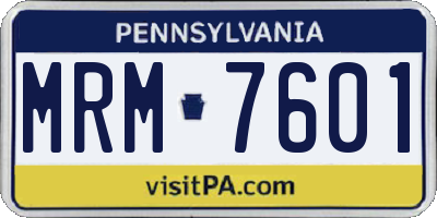 PA license plate MRM7601