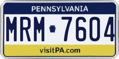 PA license plate MRM7604