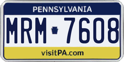 PA license plate MRM7608