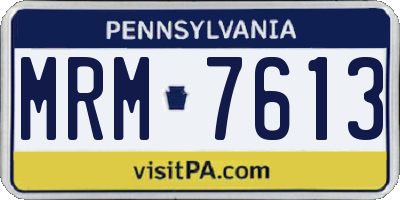 PA license plate MRM7613