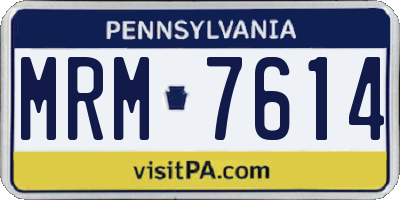 PA license plate MRM7614