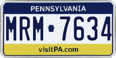PA license plate MRM7634