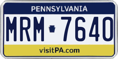 PA license plate MRM7640