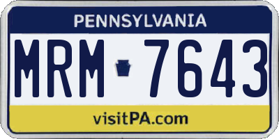 PA license plate MRM7643