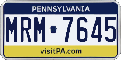 PA license plate MRM7645
