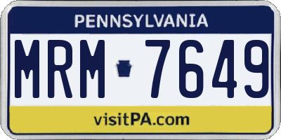 PA license plate MRM7649
